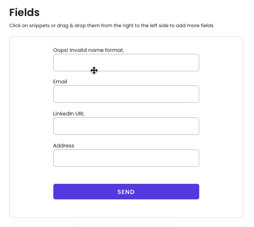 Gif showing how to change the order of fields in WordPress plugin