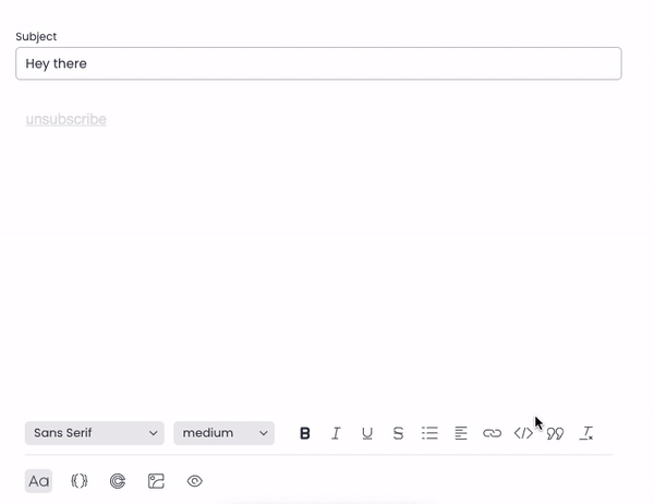 Gif showing how to change the text in the unsubscribe link text