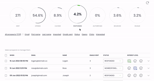 "Interested" filter in Prospects list from campaign