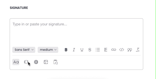 Inserting the unsubscribe snippet in the email signature