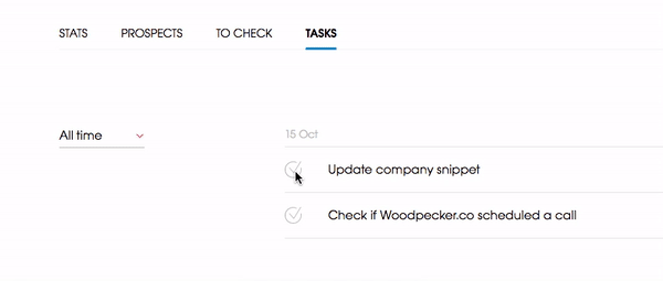 Example on how to mark task as done in the Woodpecker app
