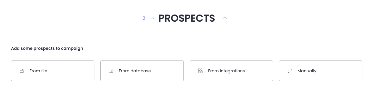 Picturw with options which way to add prospects to a campaign