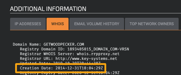 Picture showing results on Cisco Talos website