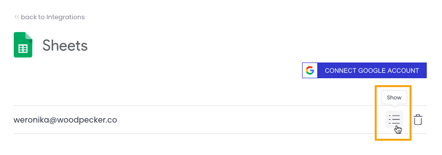 Image with the icon for a list highlighted